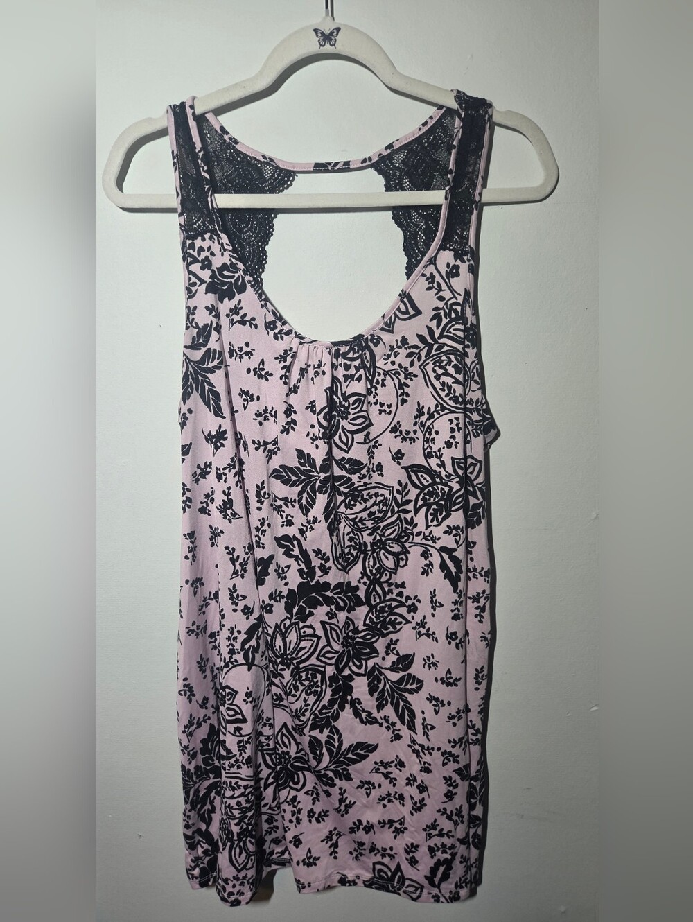 APT.9 Sleeveless Pink Floral Lace- Back Nightgown